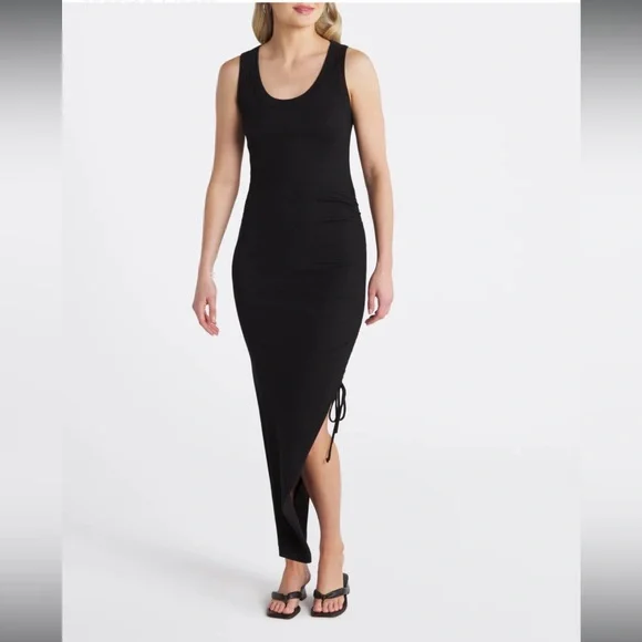 NWT Michael Stars Marine Maxi Ultra Rib‎ Knit Dress in Black. Size LP - Picture 3 of 10